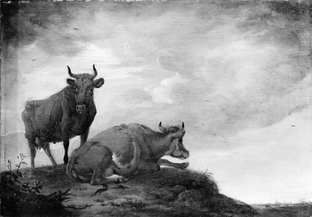Due mucche su una collina - Statens Museum for Kunst